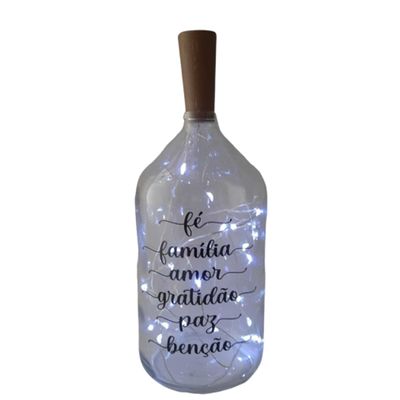 Garrafa decorada luminária Fé