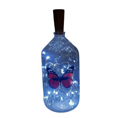 Garrafa decorada luminária Borboleta