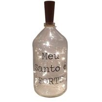 Garrafa decorada luminária Meu Santo é forte