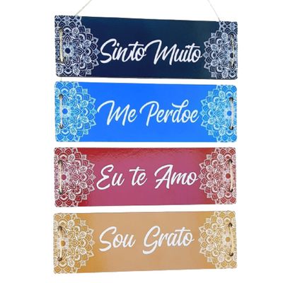 Placa MDF Sinto muito, me perdoe, eu te amo, sou grato