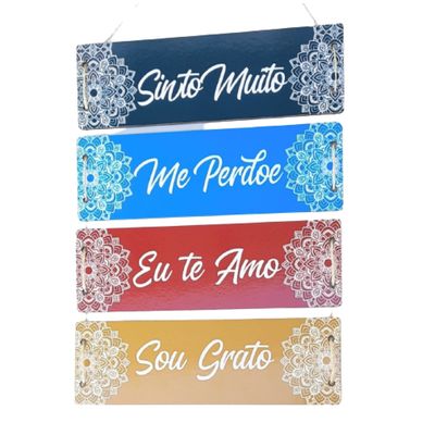Placa MDF Sinto muito, me perdoe, eu te amo, sou grato