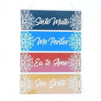 Placa MDF Sinto muito, me perdoe, eu te amo, sou grato
