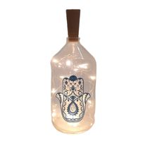 Garrafa decorada luminária Hamsá Azul