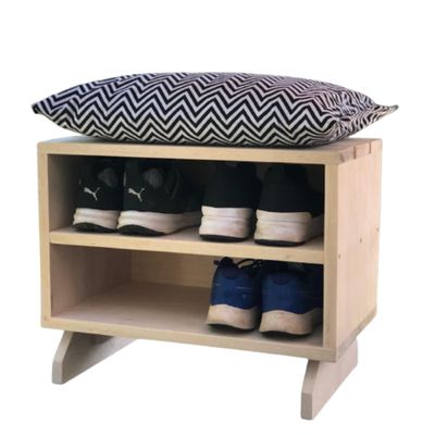 Sapateira Puff chevron preto e branco
