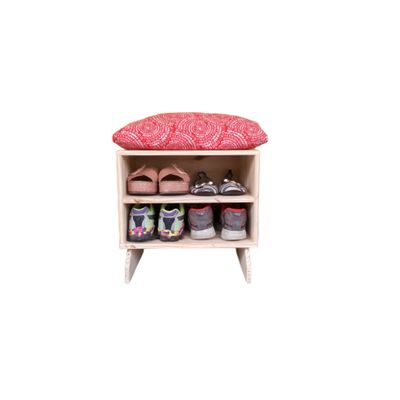 Sapateira madeira Puff mandala red
