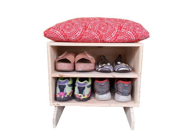 Sapateira madeira Puff mandala red