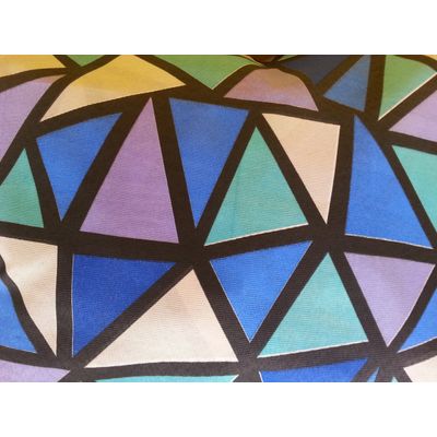 Sapateira madeira Puff abstrato azul