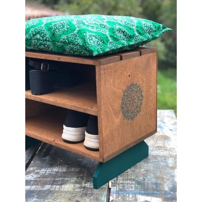 Puff Sapateira boho colors verde