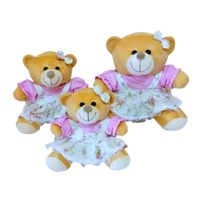 Ursa Pelúcia Jardineiras Rosa 3 un