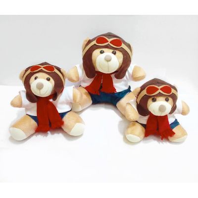 Urso Pelúcia Aviador vermelho 3 un