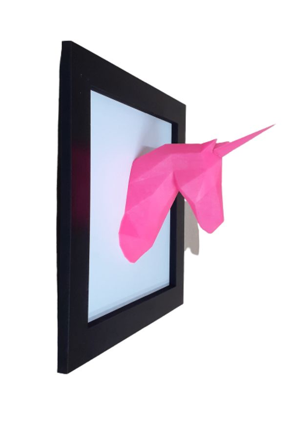 Quadro Decorativo 3D unicórnio feito com Impressão 3D