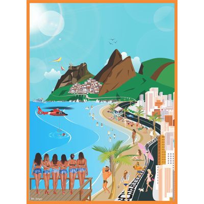 Quebra cabeça praia de Ipanema - Ilustração - 1014 pçs