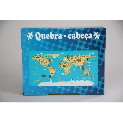 Quebra cabeça mapa mundi ilustrativo - 98 x 51 45 peças