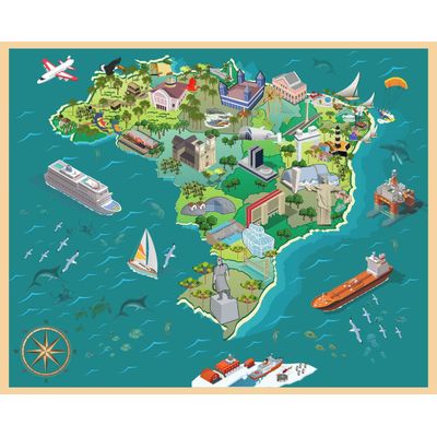 Quebra cabeça - Mapa do Brasil - 98 x 78cm - 1014 peças