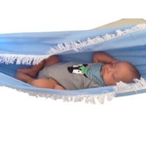Rede berço bebê infantil brim até 30kg Montessoriana azul