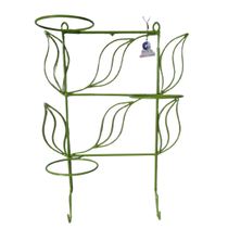 Suporte Ferro Para Plantas 3 Vasos e 2 Ganchos - Verde