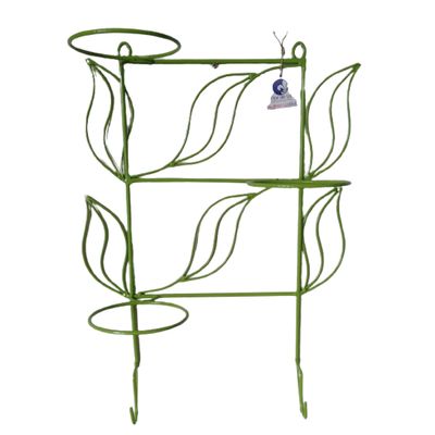 Suporte Ferro Para Plantas 3 Vasos e 2 Ganchos - Verde