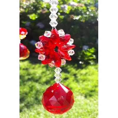 Pingente De Cristal - Suncatcher - Chakras - Facial Vermelho