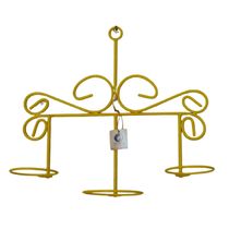Suporte Ferro Para Plantas Retro 3 Vasos - Amarelo