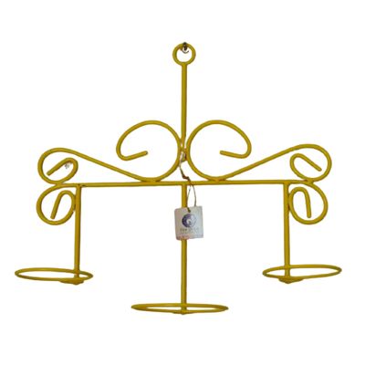 Suporte Ferro Para Plantas Retro 3 Vasos - Amarelo