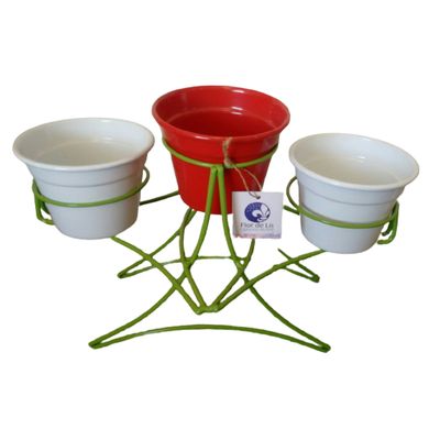 Suporte Ferro de mesa 3 vasos - Pequeno - Verde