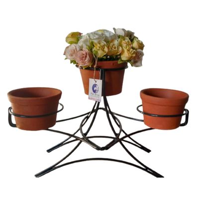 Suporte Ferro de mesa para 3 vasos - Grande - Preto