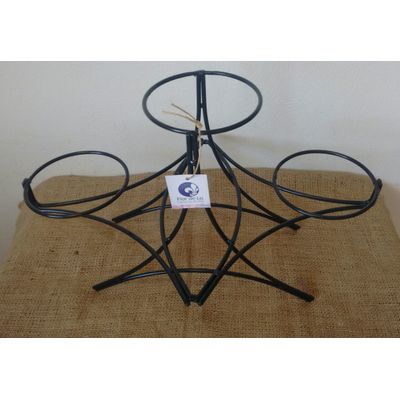 Suporte Ferro de mesa para 3 vasos - Grande - Preto