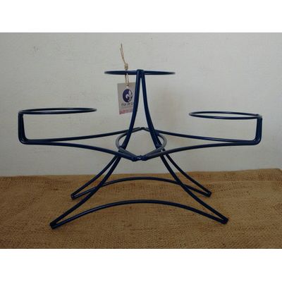 Suporte Ferro de mesa para 3 vasos - Grande - Preto