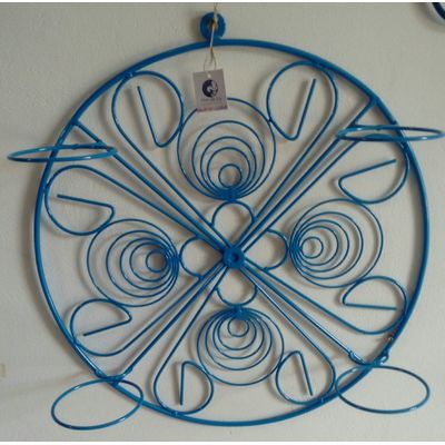 Suporte Ferro Mandala cor azul para 4 vasos