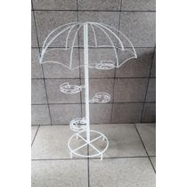 Suporte Plantas Guarda chuva Pedestal Branco 5 Vasos