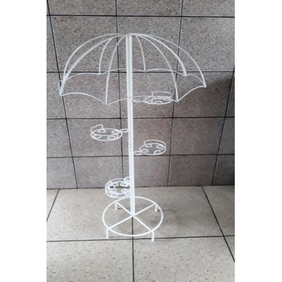 Suporte Plantas Guarda chuva Pedestal Branco 5 Vasos