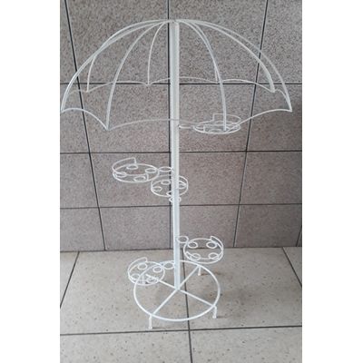 Suporte Plantas Guarda chuva Pedestal Branco 5 Vasos