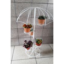 Suporte Plantas Guarda chuva Pedestal Branco 5 Vasos