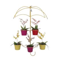Suporte Plantas Guarda chuva Amarelo 5 Vasos