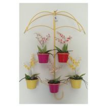 Suporte Plantas Guarda chuva Amarelo 5 Vasos