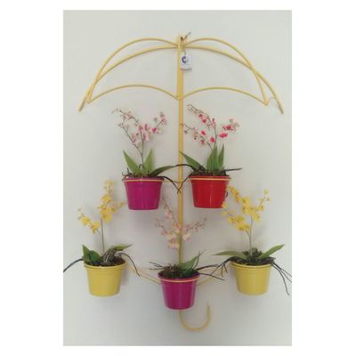 Suporte Plantas Guarda chuva Amarelo 5 Vasos