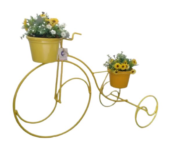 Suporte Plantas Bicicleta Amarela - 2 vasos