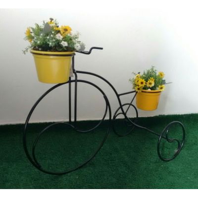 Suporte Plantas Bicicleta Preta - 2 vasos