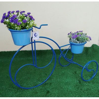 Suporte Plantas Bicicleta Azul - 2 vasos