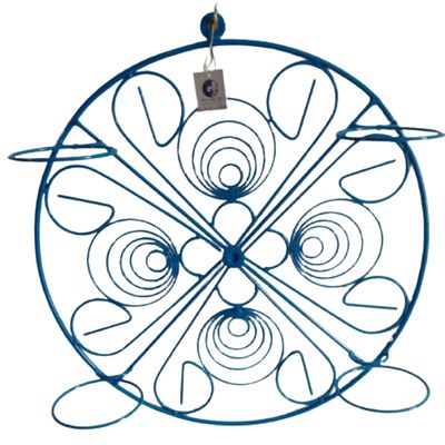 Suporte ferro Mandala para 4 vasos - Azul