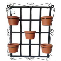 Suporte Ferro Plantas Quadrado Preto 5 vasos
