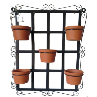 Suporte Ferro Plantas Quadrado Preto 5 vasos