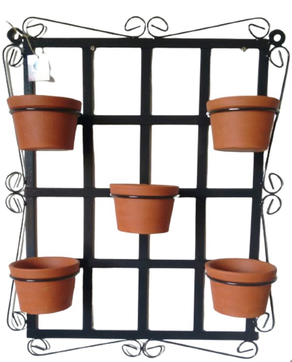 Suporte Ferro Plantas Quadrado Preto 5 vasos
