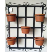 Suporte Ferro Plantas Quadrado Preto 5 vasos