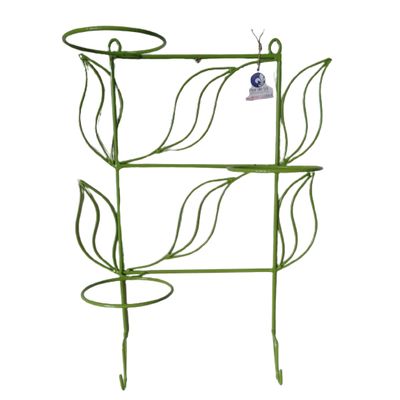 Suporte Ferro Para Plantas Folhas para 3 Vasos e 2 Ganchos