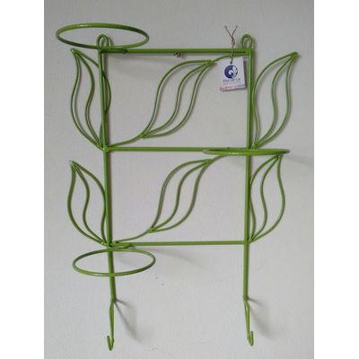 Suporte Ferro Para Plantas Folhas para 3 Vasos e 2 Ganchos