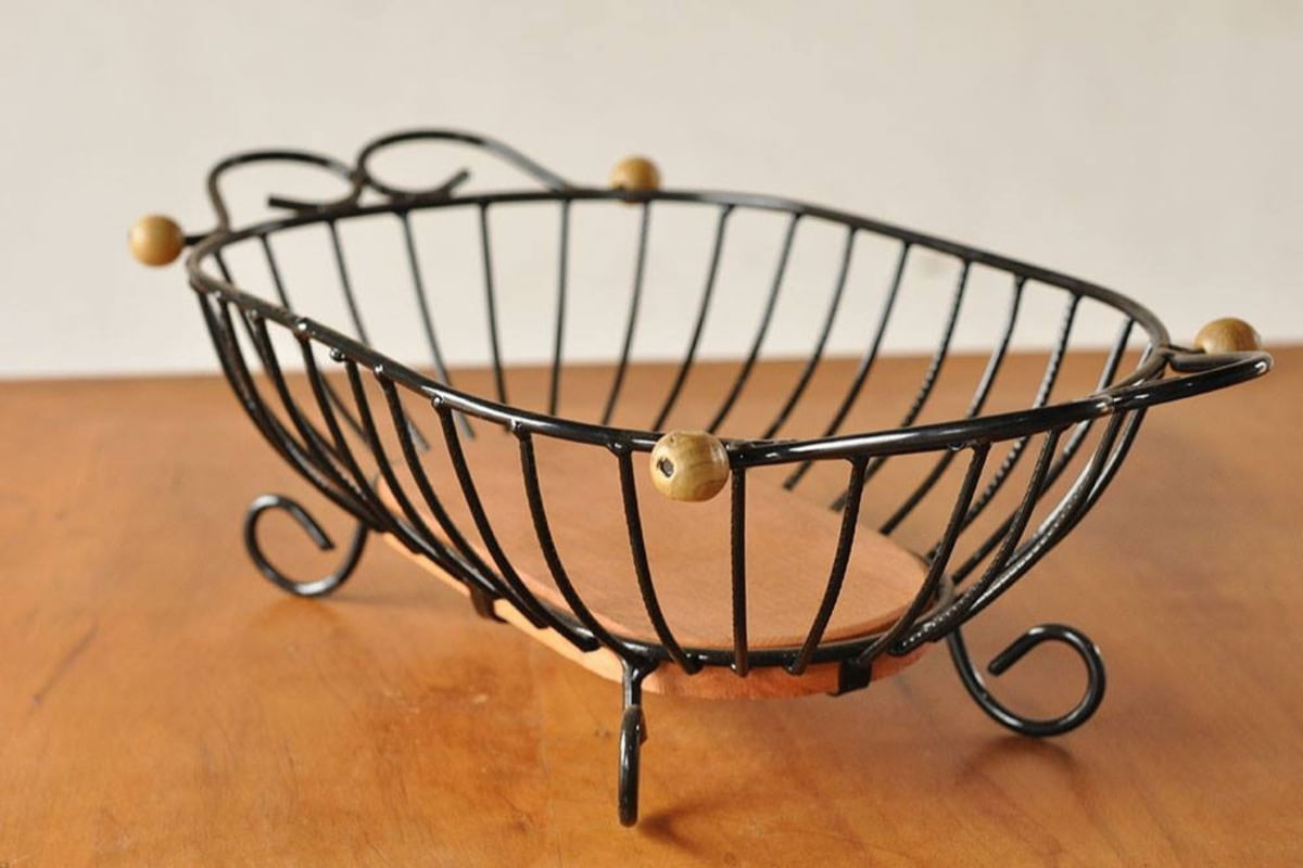 Fruteira cozinha madeira ferro Preta 45cm
