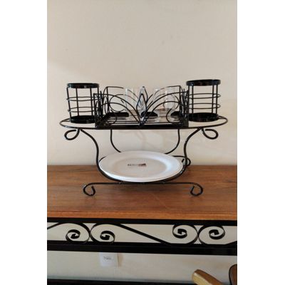 Porta Pratos Talheres de mesa ferro preto 60 cm