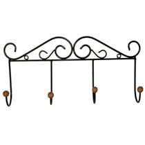 Cabideiro Ferro 4 lugares Preto 60 cm