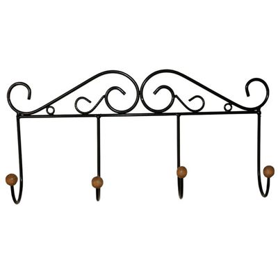 Cabideiro Ferro 4 lugares Preto 60 cm